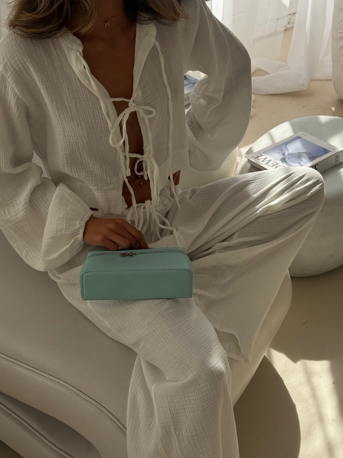 Cali Trouser Set - Ivory Cheesecloth
