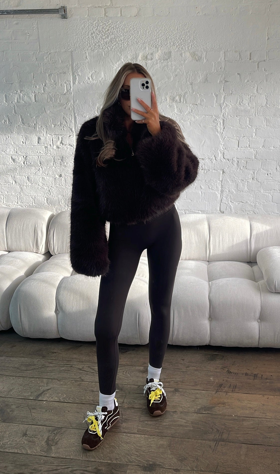 Faux Fur Jacket - Brown