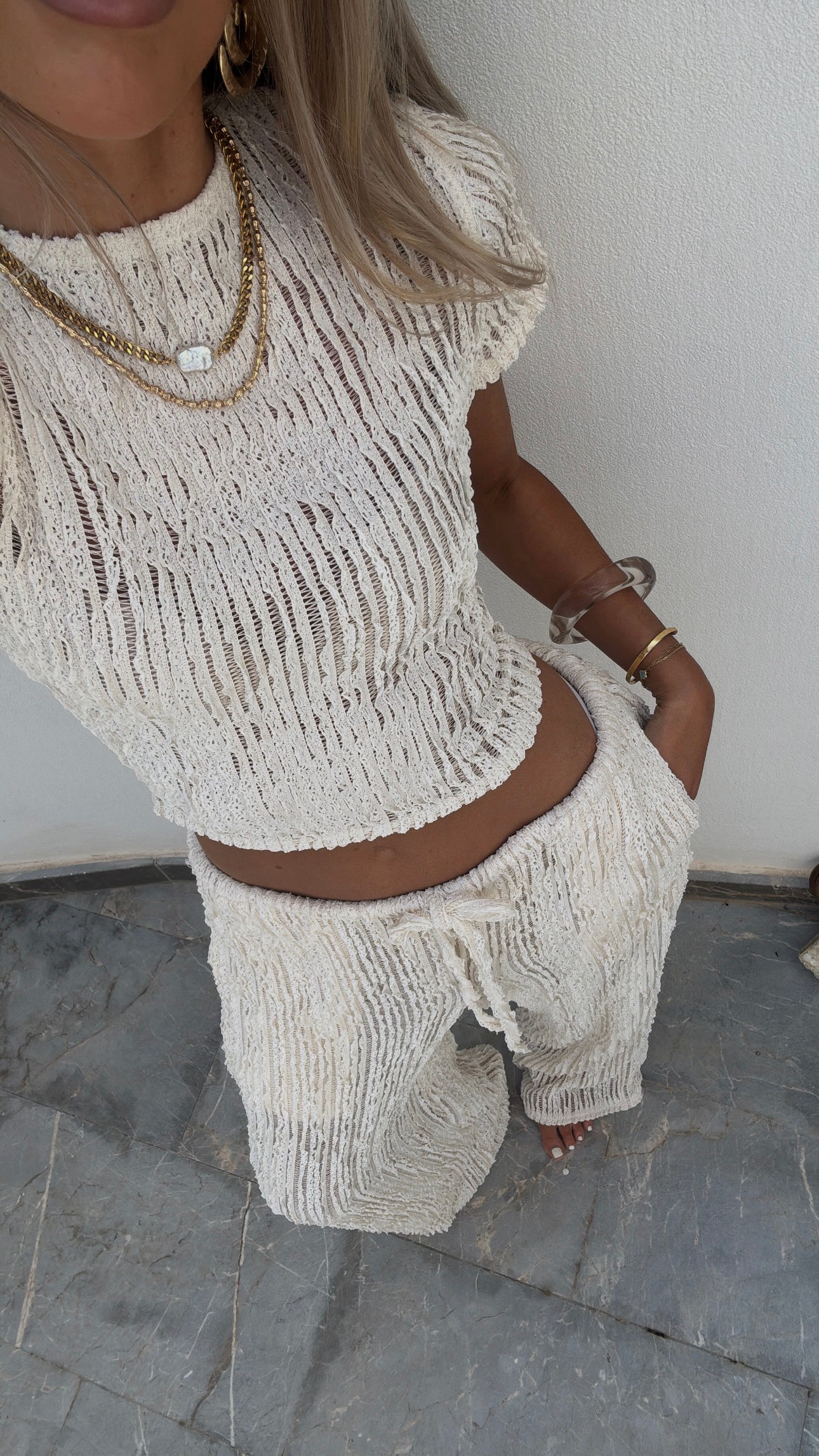 Isla Cap Sleeve Cropped Tee - Ivory