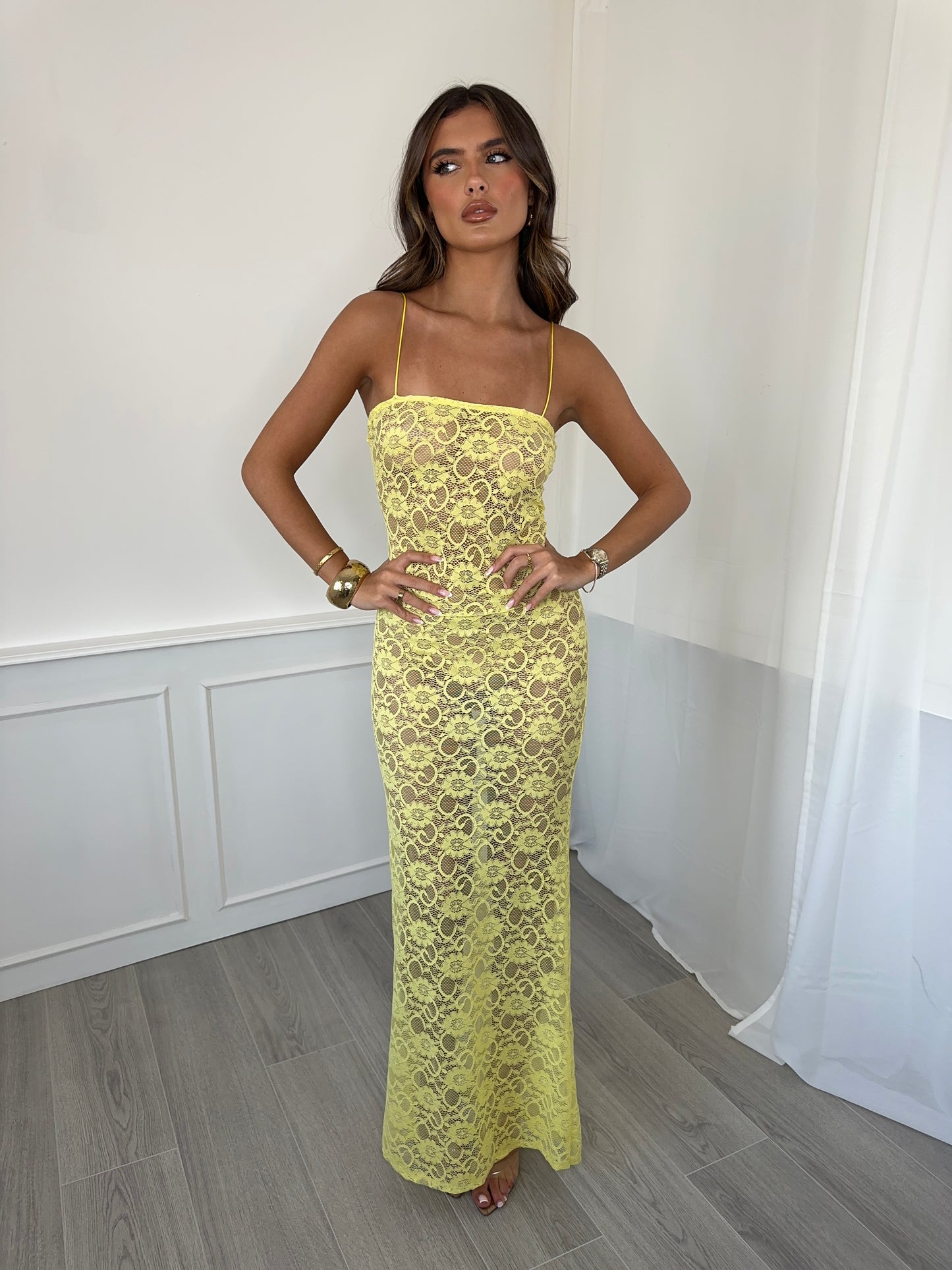 Sorrento Lace Dress - Lemon