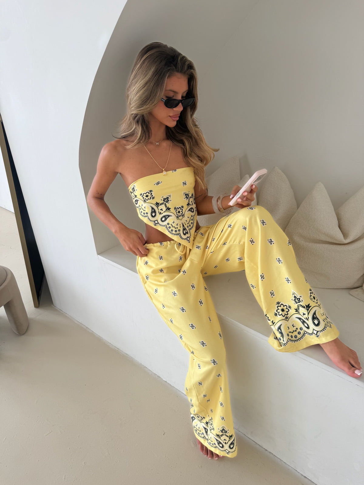 Esme Bandana Print Trousers - Lemon