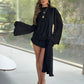 Amante Long Sleeve Wrap Dress and Sarong Co-Ord - Black