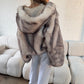 Hooded Faux Fur Jacket - Grey