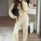 Hooded Knit Tracksuit - Cream