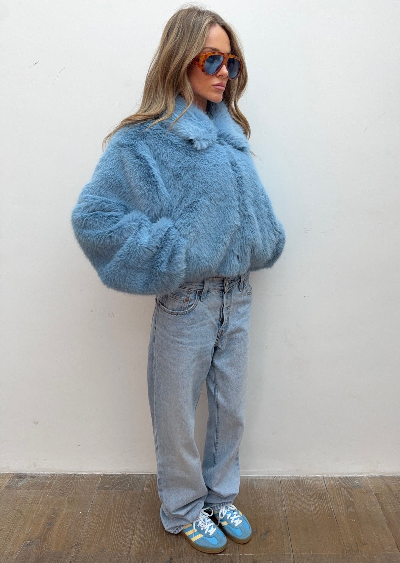 Faux Fur Jacket - Blue