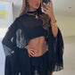 Fleur Ruffle Sleeve Frill Shorts Co-Ord - Black