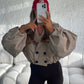 Balloon Sleeve Cropped Trench Jacket - Cream