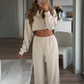 Waffle Lounge Set Tracksuit - Stone