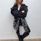 Balloon Sleeve Cropped Trench Jacket - Black