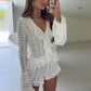 Verde Ruffle Knit Shorts/Cardigan Co-Ord - Ivory