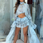 Rhode Ruffle Shorts/Cape Co-Ord - Blue
