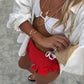 Handmade Ruffle Scalloped Mini Shorts - Red