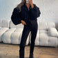 Balloon Sleeve Cropped Trench Jacket - Black