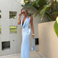 Riviera Plunge Maxi Dress - Blue