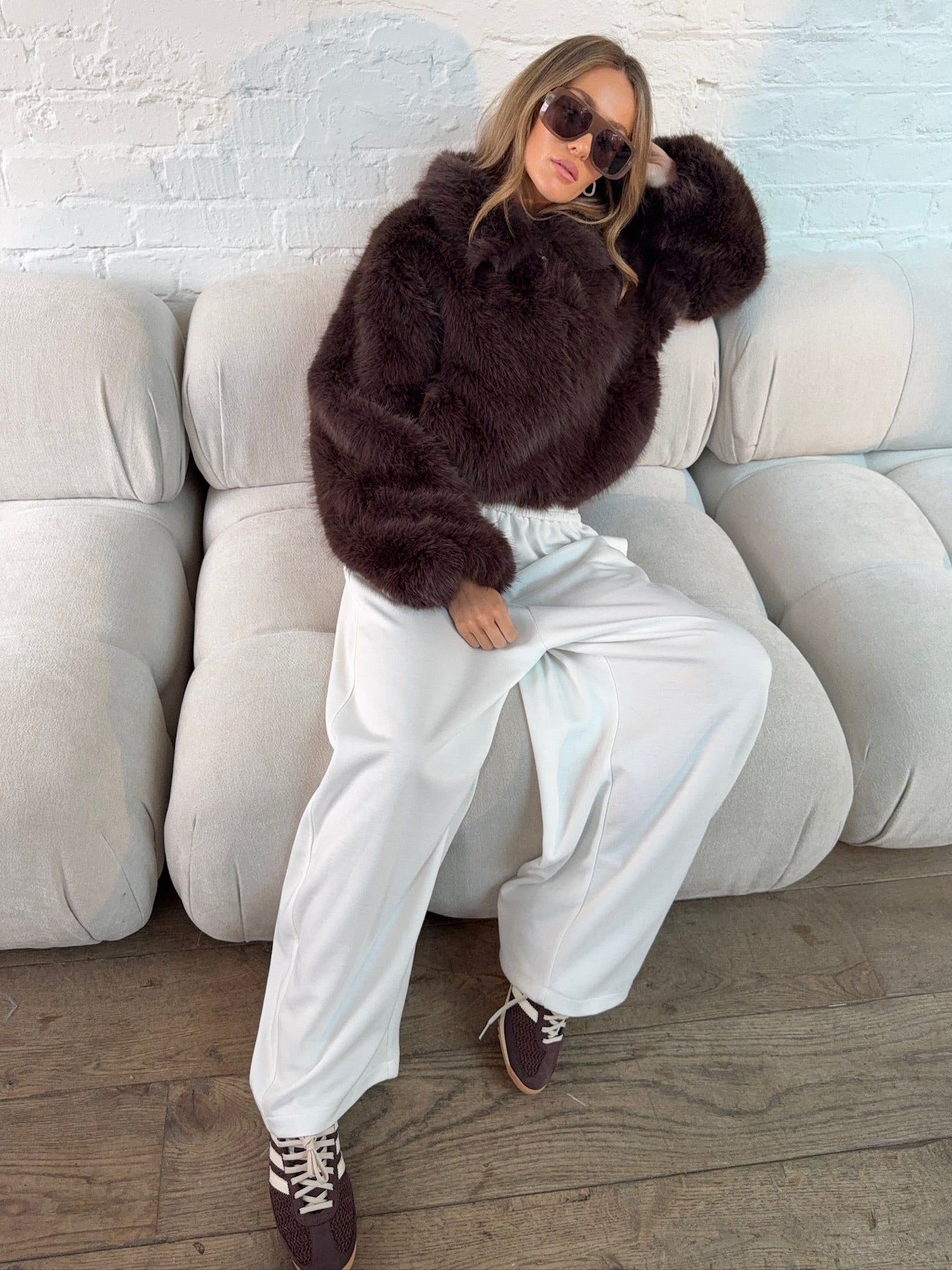 Faux Fur Jacket - Brown