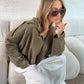 Suede Style Oversized Jacket - Khaki