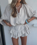 Tulum Frill Shorts Set - Taupe main image 0