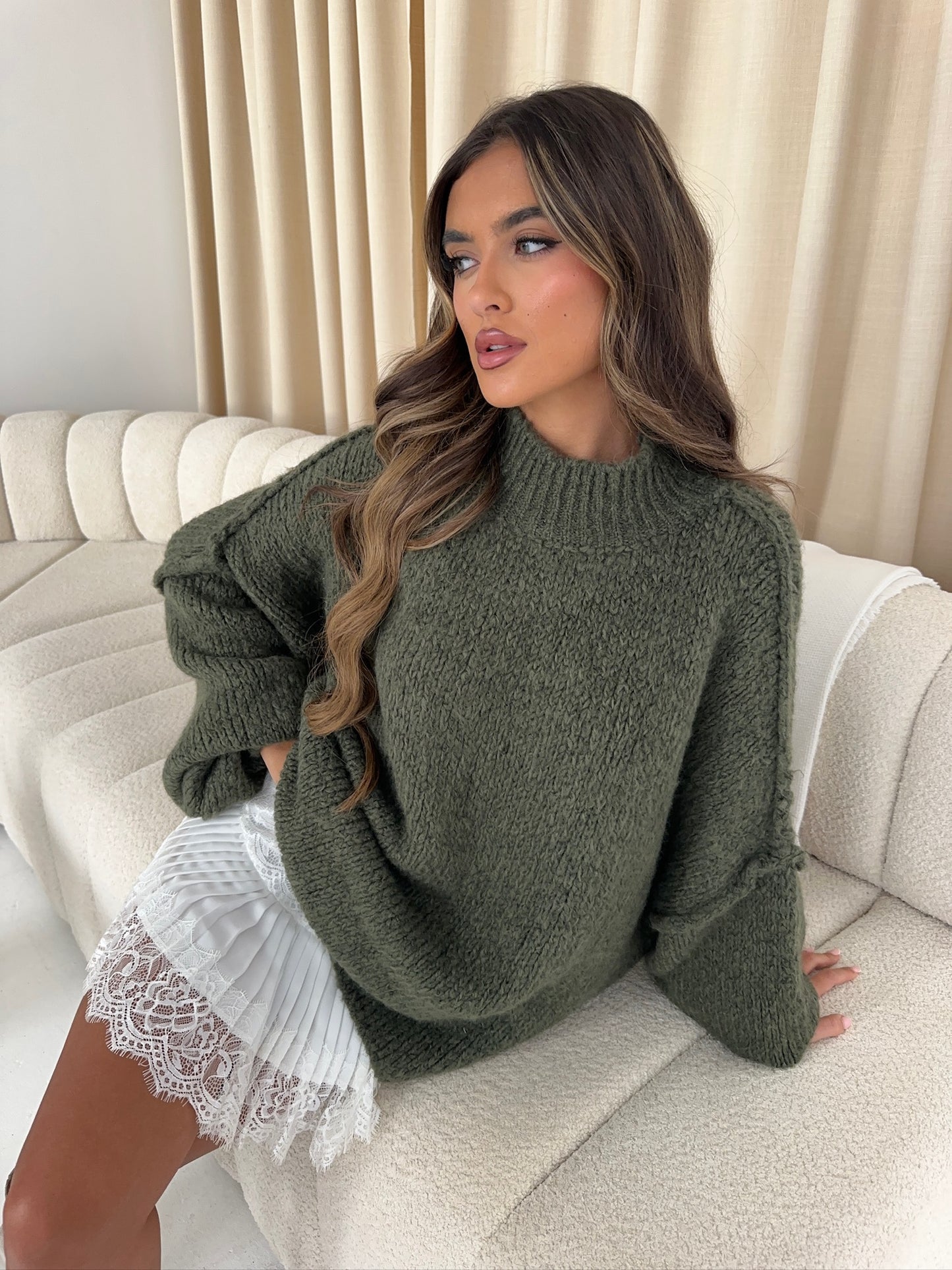 Oversized Knit Jumper - Khaki