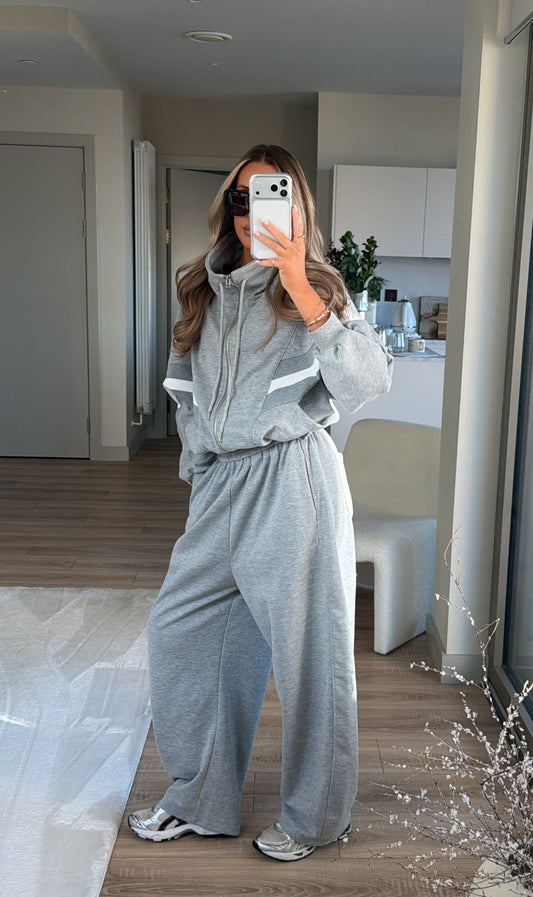 Contrast Funnel Neck Jacket - Grey