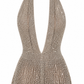 Astrid Crochet Knit Plunge Playsuit - Bronze