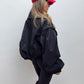 Balloon Sleeve Cropped Trench Jacket - Black