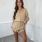 Tulum Frill Shorts Set - Camel