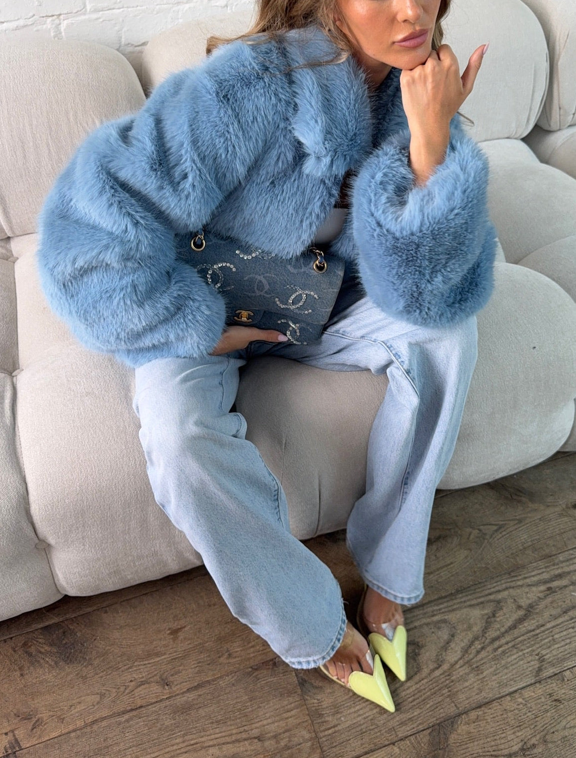 Faux Fur Jacket - Blue