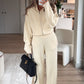 Hooded Knit Tracksuit - Cream