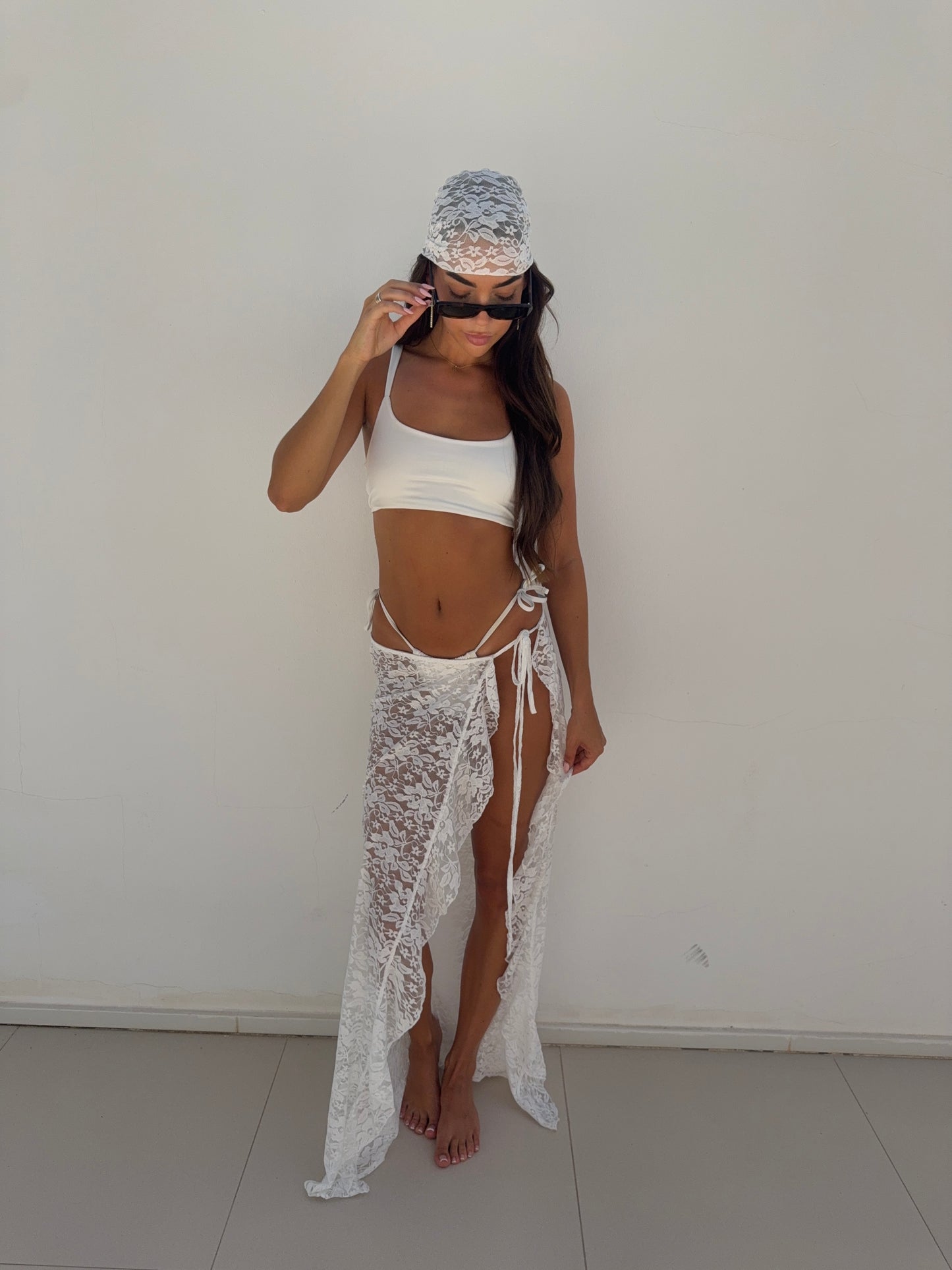 Lace Split Maxi Skirt - Ivory