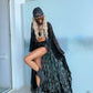 Cello Maxi Kimono/Shorts Co-Ord - Black Lace