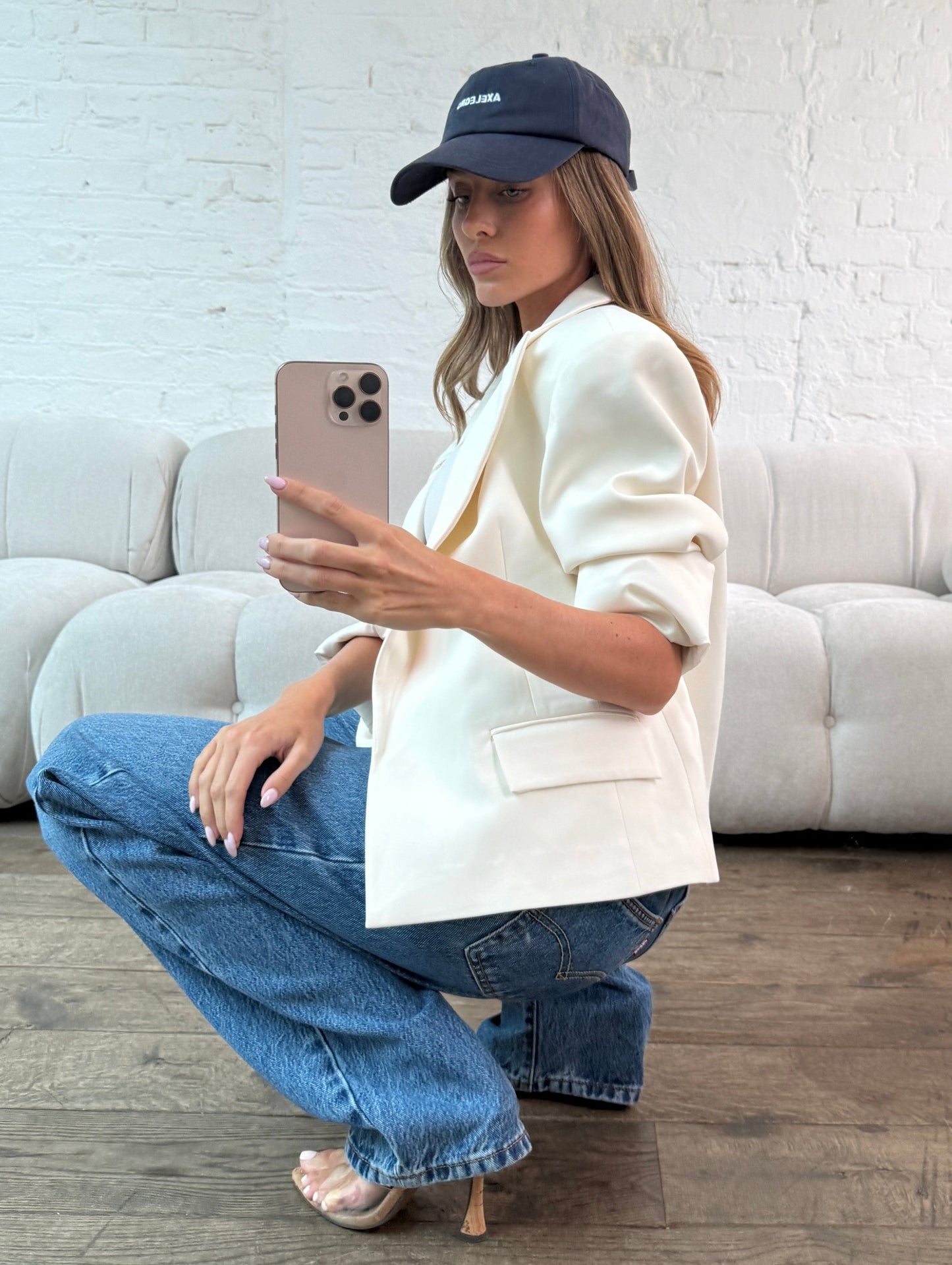 Oversized Boxy Fit Blazer - Cream