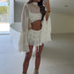 Fleur Ruffle Sleeve Frill Shorts Co-Ord - Ivory