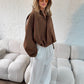 Suede Style Oversized Jacket - Chocolate