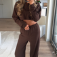 Waffle Lounge Set Tracksuit - Brown