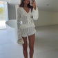 Verde Ruffle Knit Shorts/Cardigan Co-Ord - Ivory