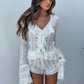 Verde Ruffle Knit Shorts/Cardigan Co-Ord - Ivory