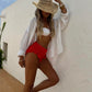 Handmade Ruffle Scalloped Mini Shorts - Red