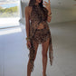 Zuri High Neck Split Top/Shorts Co-Ord - Leopard
