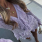 Verde Ruffle Knit Shorts/Cardigan Co-Ord - Lilac
