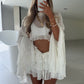 Fleur Ruffle Sleeve Frill Shorts Co-Ord - Ivory