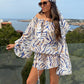 Zanti Sheer Bardot Dress - Azure Print