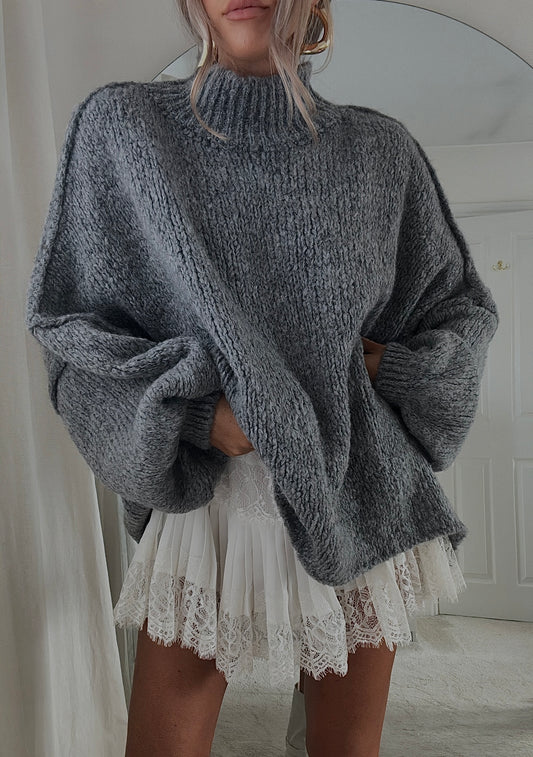 Oversized Knit Jumper - Dark Grey