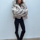 Hooded Faux Fur Jacket - Grey