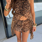 Zuri High Neck Split Top/Shorts Co-Ord - Leopard