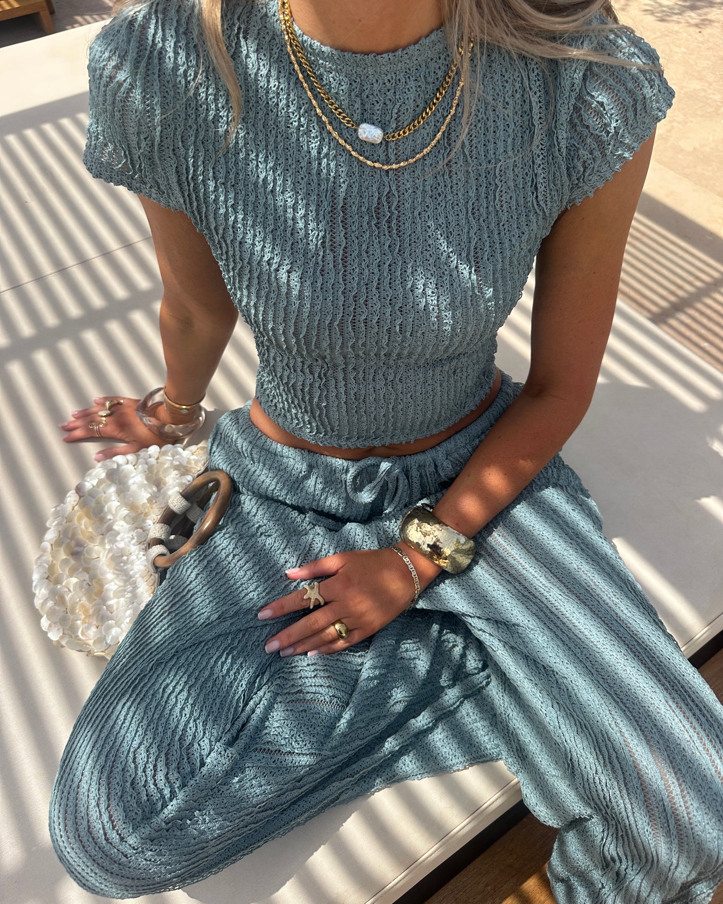 Isla Cap Sleeve Cropped Tee - Sage