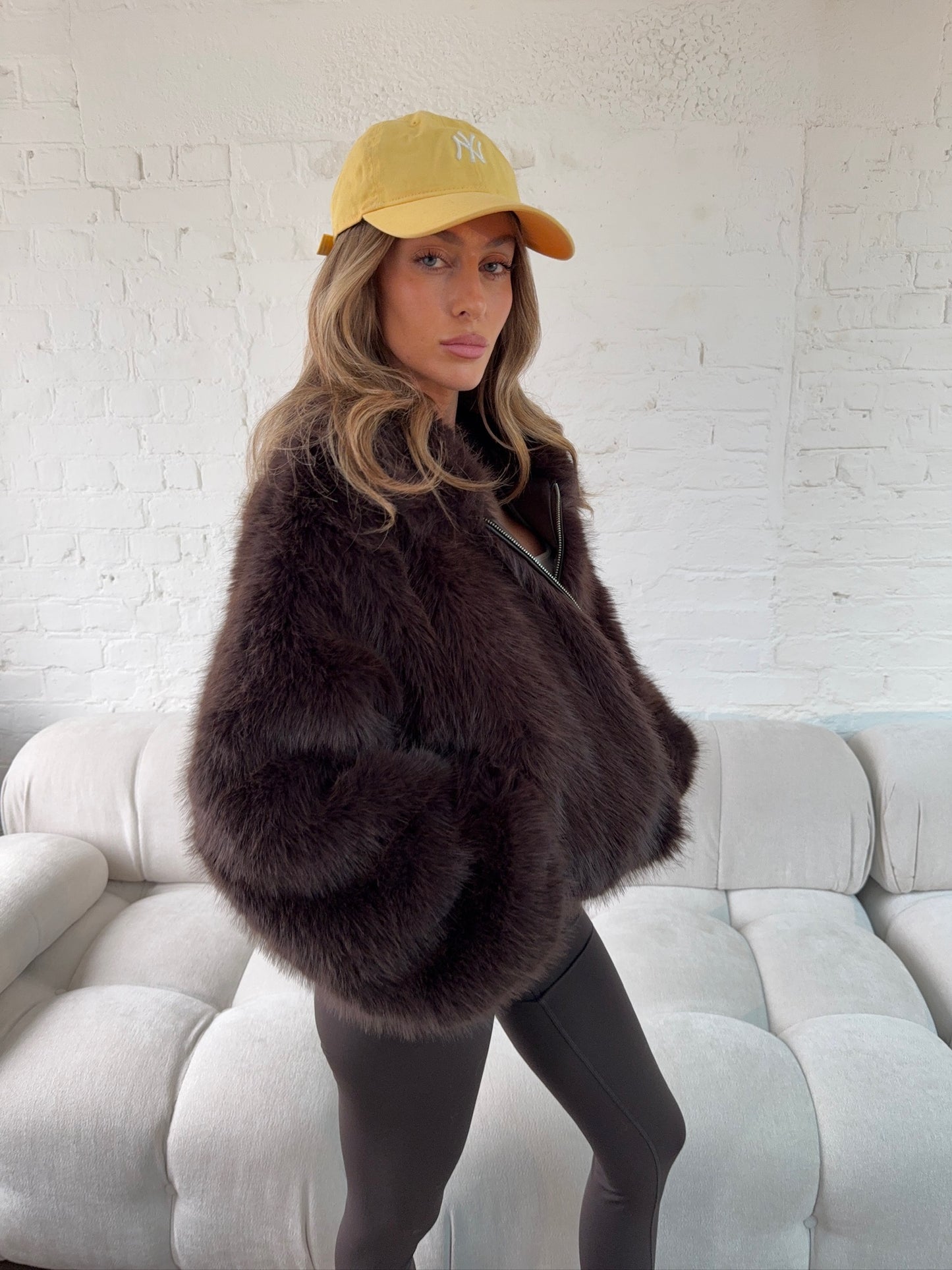 Faux Fur Jacket - Brown