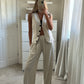 Pinstripe Trouser Suit - Oatmeal