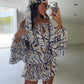 Zanti Sheer Bardot Dress - Azure Print