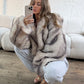 Hooded Faux Fur Jacket - Grey