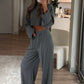Soft Touch Ribbed Lounge Set Tracksuit - Grey